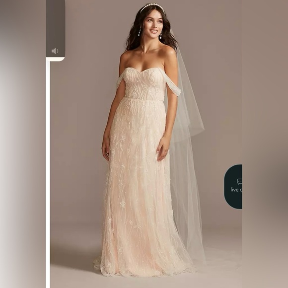 Romantic Melissa Sweet Floral Beaded Wedding Dress - Picture 3 of 8